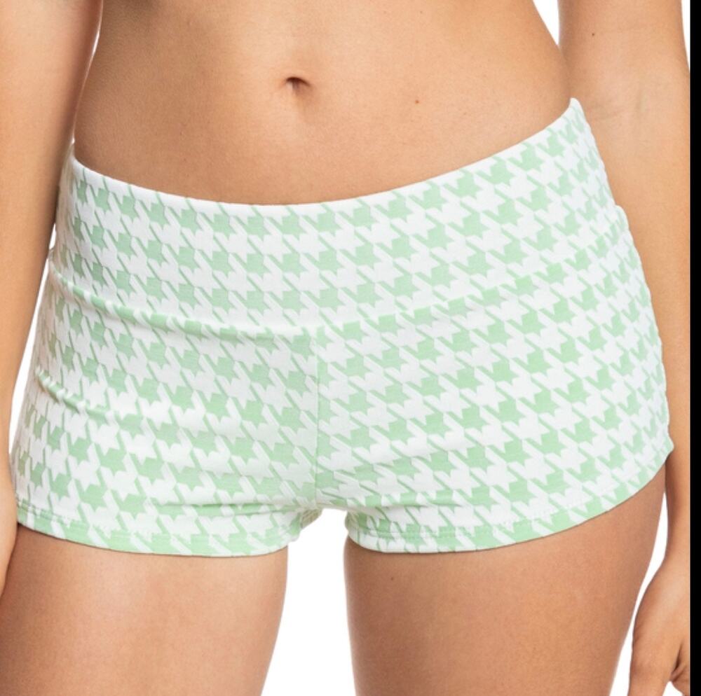 Roxy Green and White Houndstooth Check It Shorty S NWT